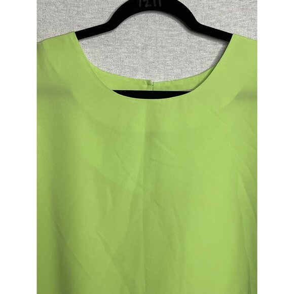 Notations Women 2X Lime Green Plus size Blouse Tank Sheer Side Slits Key hole - Picture 5 of 11